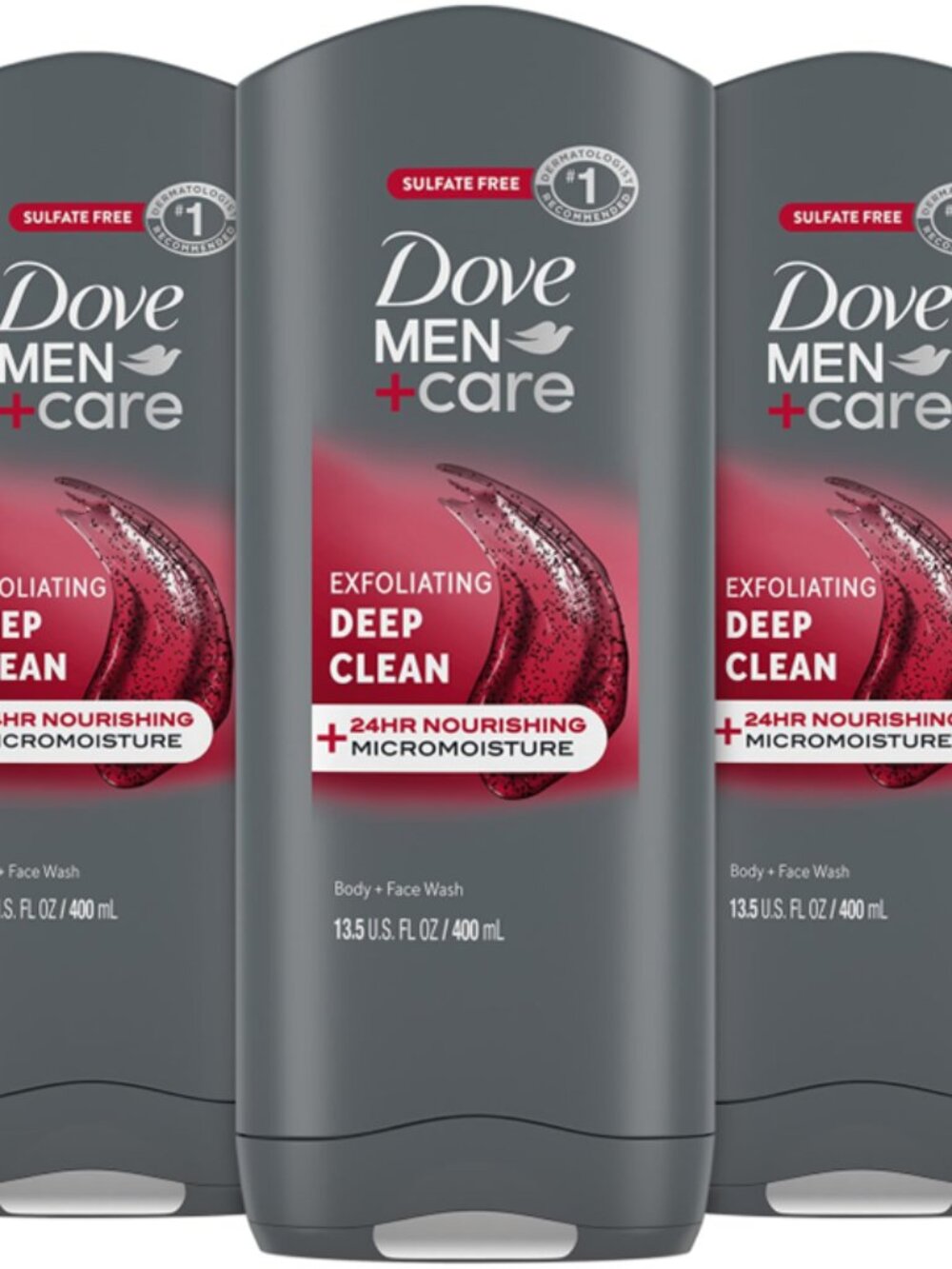 Dove Men Care Exfoliating Deep Clean Nourishing Sulfate Free (Pack of Three)